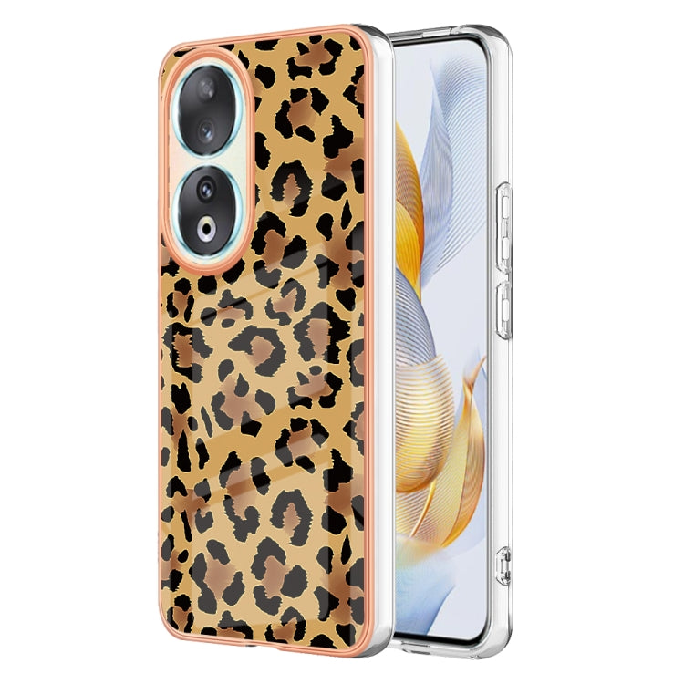 For Honor 90 5G Electroplating Marble Dual-side IMD Phone Case(Leopard Print) - Honor Cases by buy2fix | Online Shopping UK | buy2fix