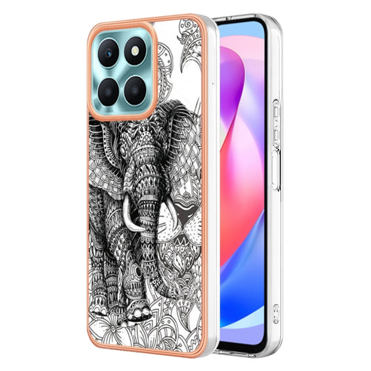 For Honor X6a Electroplating Marble Dual-side IMD Phone Case(Totem Elephant) - Honor Cases by buy2fix | Online Shopping UK | buy2fix