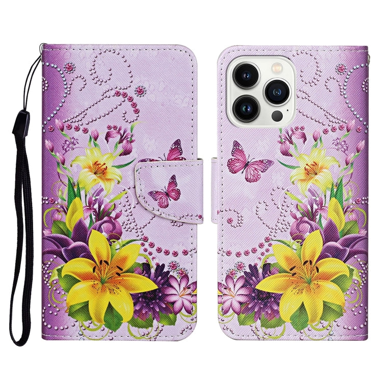 For iPhone 16 Pro Max 3D Colored Drawing Flip Leather Phone Case(Yellow Flowers) - iPhone 16 Pro Max Cases by buy2fix | Online Shopping UK | buy2fix