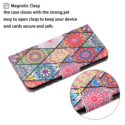 For iPhone 16 Pro 3D Colored Drawing Flip Leather Phone Case(Rhombus Totem) - iPhone 16 Pro Cases by buy2fix | Online Shopping UK | buy2fix