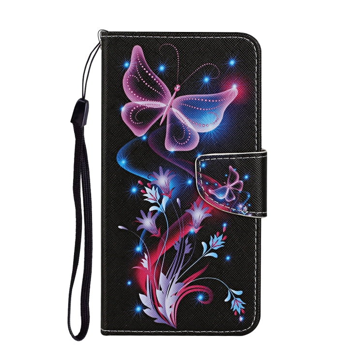 For iPhone 16 Plus 3D Colored Drawing Flip Leather Phone Case(Fluorescent Butterfly) - iPhone 16 Plus Cases by buy2fix | Online Shopping UK | buy2fix