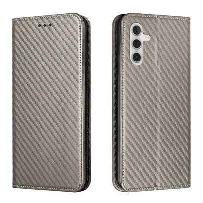 For Samsung Galaxy S24+ 5G Carbon Fiber Texture Flip Holder Leather Phone Case(Grey) - Galaxy S24+ 5G Cases by buy2fix | Online Shopping UK | buy2fix