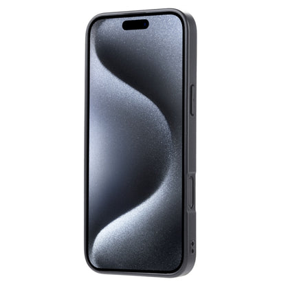 For iPhone 16 Pro Calfskin Card Slot TPU Hybrid PU Phone Case(Black) - iPhone 16 Pro Cases by buy2fix | Online Shopping UK | buy2fix