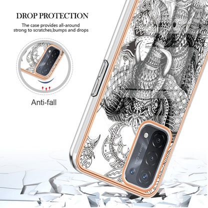 For OPPO A74 / A93 5G / A54 5G / A93s 5G Electroplating Marble Dual-side IMD Phone Case(Totem Elephant) - OPPO Cases by buy2fix | Online Shopping UK | buy2fix