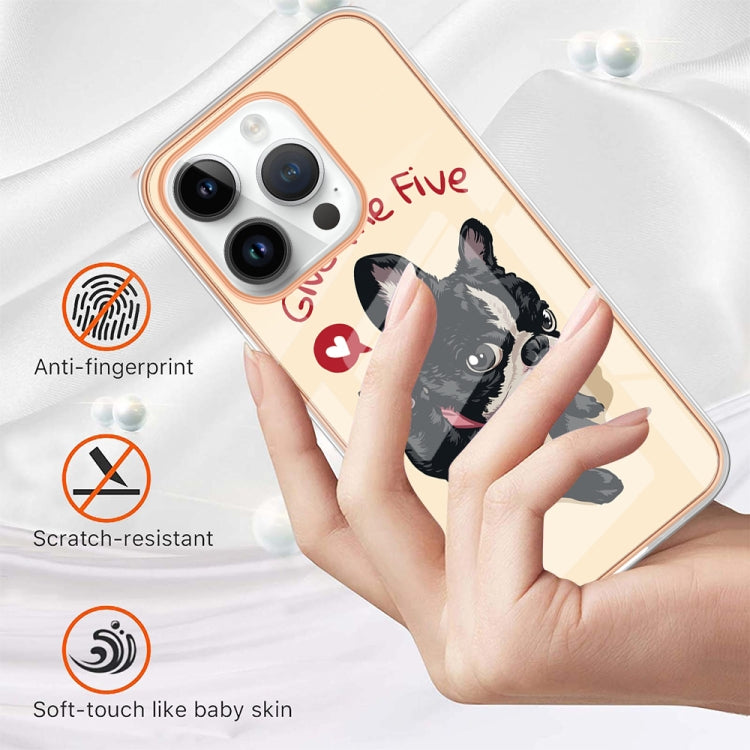 For iPhone 16 Pro Max Electroplating Marble Dual-side IMD Phone Case(Lucky Dog) - iPhone 16 Pro Max Cases by buy2fix | Online Shopping UK | buy2fix