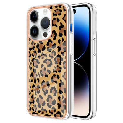 For iPhone 16 Pro Electroplating Marble Dual-side IMD Phone Case(Leopard Print) - iPhone 16 Pro Cases by buy2fix | Online Shopping UK | buy2fix