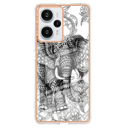 For Xiaomi Poco F5 / Redmi Note 12 Turbo Electroplating Marble Dual-side IMD Phone Case(Totem Elephant) - Xiaomi Cases by buy2fix | Online Shopping UK | buy2fix