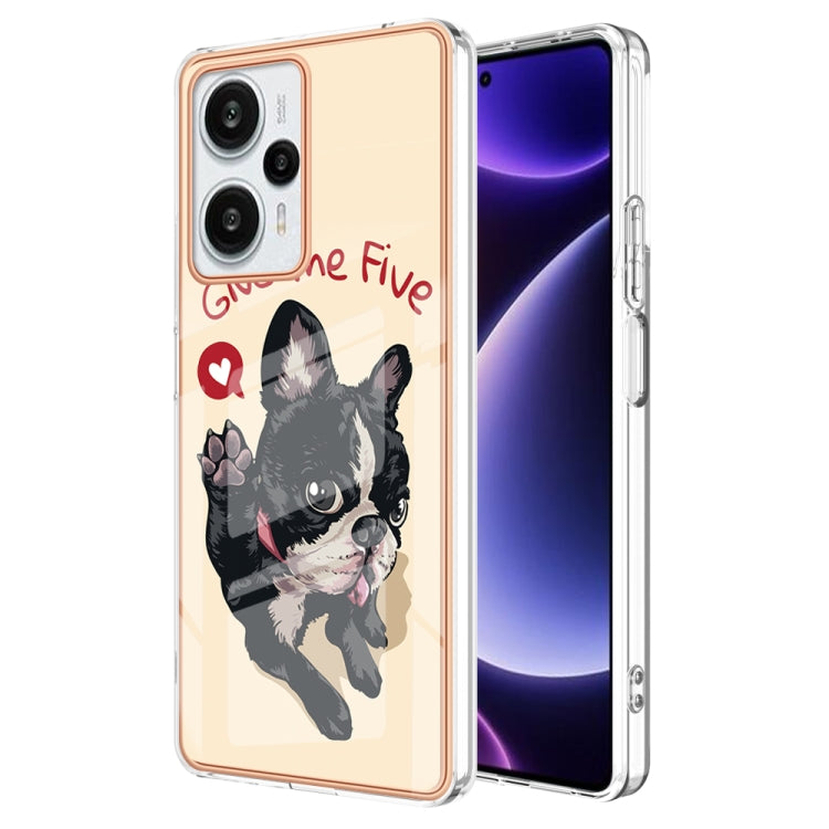 For Xiaomi Poco F5 / Redmi Note 12 Turbo Electroplating Marble Dual-side IMD Phone Case(Lucky Dog) - Xiaomi Cases by buy2fix | Online Shopping UK | buy2fix