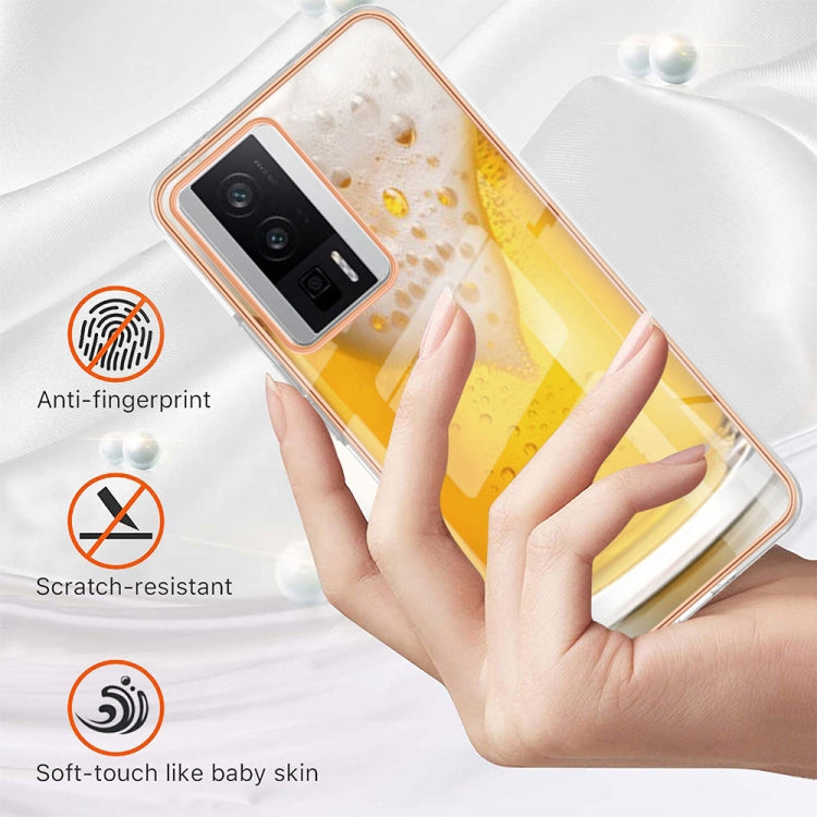 For Xiaomi Poco F5 Pro 5G / Redmi K60 Electroplating Marble Dual-side IMD Phone Case(Draft Beer) - Xiaomi Cases by buy2fix | Online Shopping UK | buy2fix