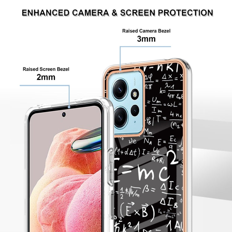 For Xiaomi Redmi Note 12 4G Electroplating Marble Dual-side IMD Phone Case(Equation) - Xiaomi Cases by buy2fix | Online Shopping UK | buy2fix