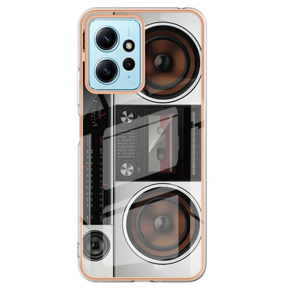 For Xiaomi Redmi Note 12 4G Electroplating Marble Dual-side IMD Phone Case(Retro Radio) - Xiaomi Cases by buy2fix | Online Shopping UK | buy2fix