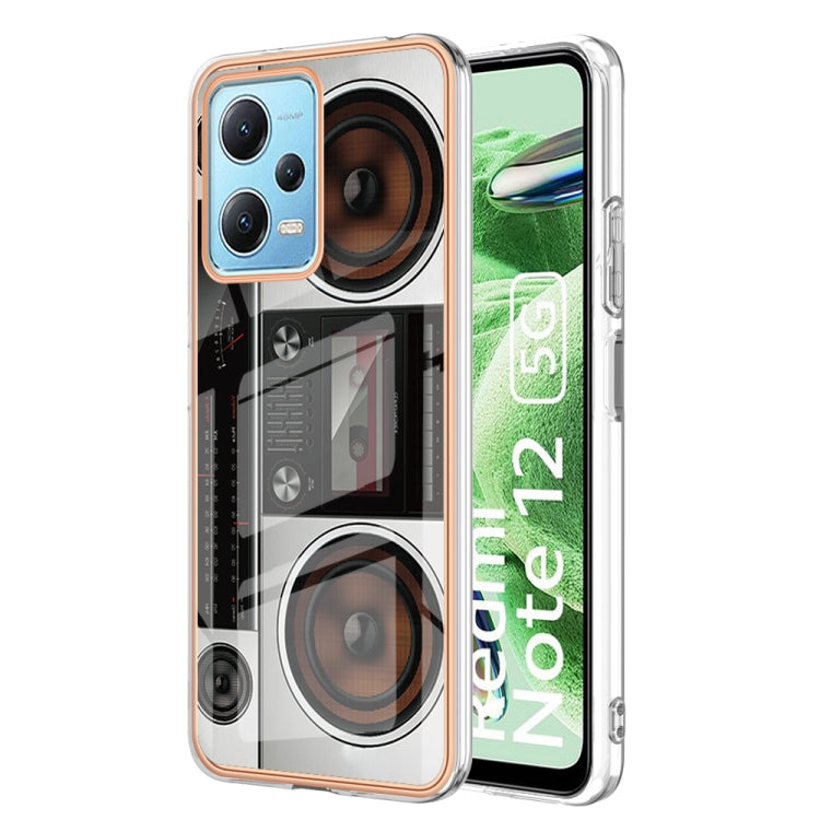 For Xiaomi Redmi Note 12 5G Global Electroplating Marble Dual-side IMD Phone Case(Retro Radio) - Xiaomi Cases by buy2fix | Online Shopping UK | buy2fix