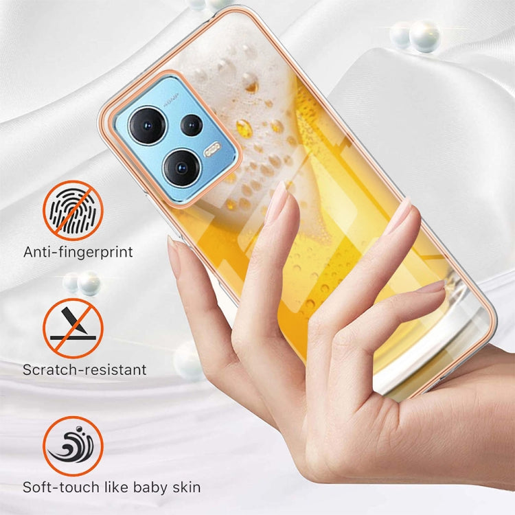 For Xiaomi Redmi Note 12 5G Global Electroplating Marble Dual-side IMD Phone Case(Draft Beer) - Xiaomi Cases by buy2fix | Online Shopping UK | buy2fix