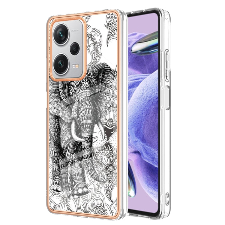 For Xiaomi Redmi Note 12 Pro+ Global Electroplating Marble Dual-side IMD Phone Case(Totem Elephant) - Xiaomi Cases by buy2fix | Online Shopping UK | buy2fix