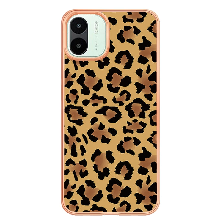 For Xiaomi Redmi A1 Electroplating Marble Dual-side IMD Phone Case(Leopard Print) - Xiaomi Cases by buy2fix | Online Shopping UK | buy2fix