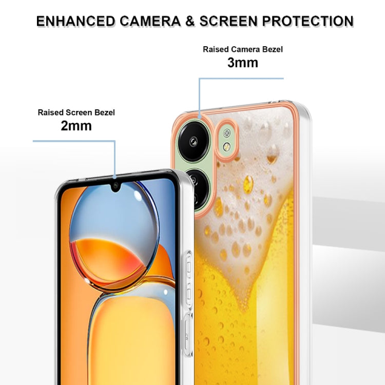 For Xiaomi Redmi 13C 4G Electroplating Marble Dual-side IMD Phone Case(Draft Beer) - 13C Cases by buy2fix | Online Shopping UK | buy2fix