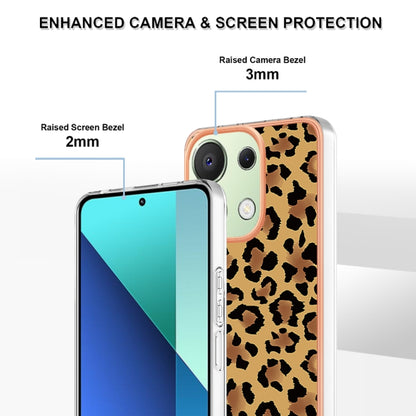 For Xiaomi Redmi Note 13 4G Global Electroplating Marble Dual-side IMD Phone Case(Leopard Print) - Note 13 Cases by buy2fix | Online Shopping UK | buy2fix