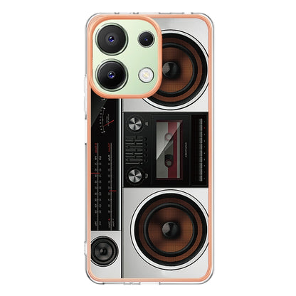 For Xiaomi Redmi Note 13 4G Global Electroplating Marble Dual-side IMD Phone Case(Retro Radio) - Note 13 Cases by buy2fix | Online Shopping UK | buy2fix