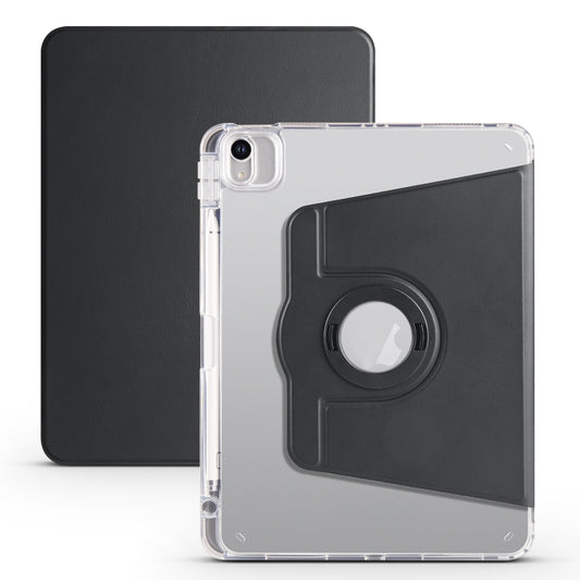 For iPad Air 11 2025 / 2024 Clear Acrylic 360 Rotation Detachable Leather Tablet Case(Black) - iPad Air 11 2025 / 2024 Cases by buy2fix | Online Shopping UK | buy2fix