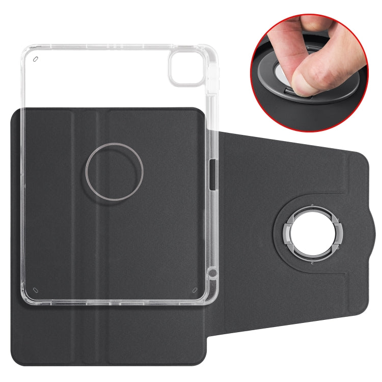 For iPad Air 11 2025 / 2024 Clear Acrylic 360 Rotation Detachable Leather Tablet Case(Black) - iPad Air 11 2025 / 2024 Cases by buy2fix | Online Shopping UK | buy2fix