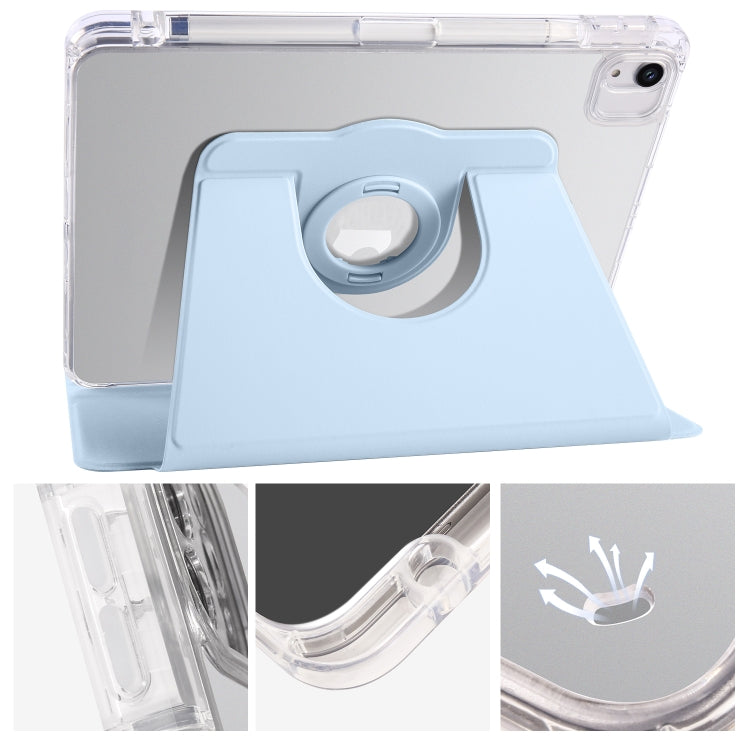 For iPad Air 13 2024 Clear Acrylic 360 Rotation Detachable Leather Tablet Case(Ice Blue) - iPad Air 13 2024 Cases by buy2fix | Online Shopping UK | buy2fix