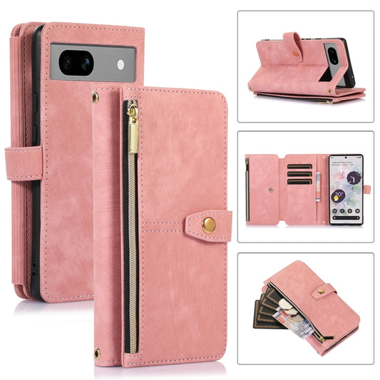 For Google Pixel 7a Dream 9-Card Wallet Zipper Bag Leather Phone Case(Pink) - Google Cases by buy2fix | Online Shopping UK | buy2fix