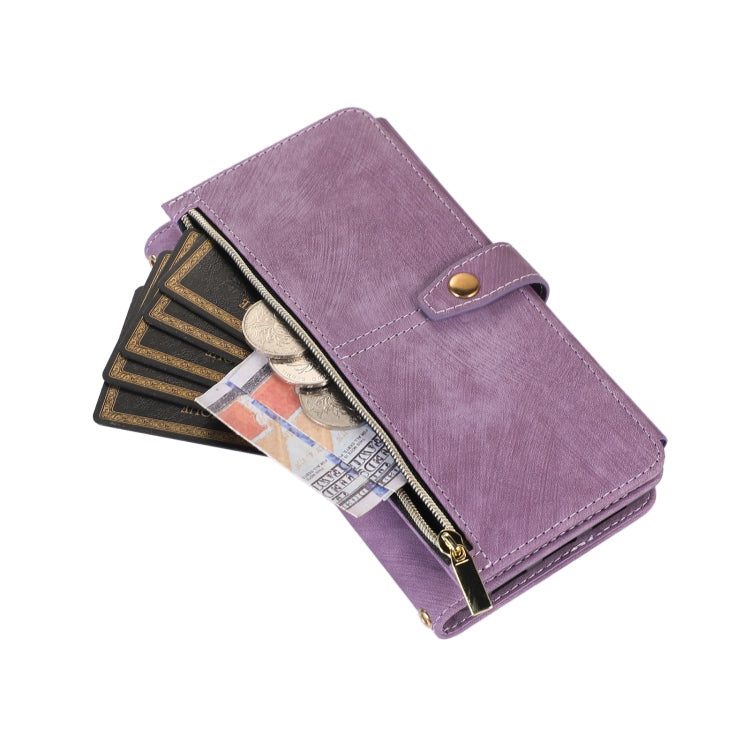 For Google Pixel 7 Pro Dream 9-Card Wallet Zipper Bag Leather Phone Case(Purple) - Google Cases by buy2fix | Online Shopping UK | buy2fix