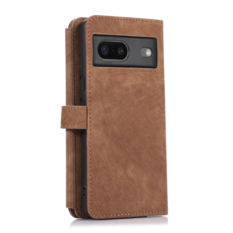 For Google Pixel 7 Dream 9-Card Wallet Zipper Bag Leather Phone Case(Brown) - Google Cases by buy2fix | Online Shopping UK | buy2fix