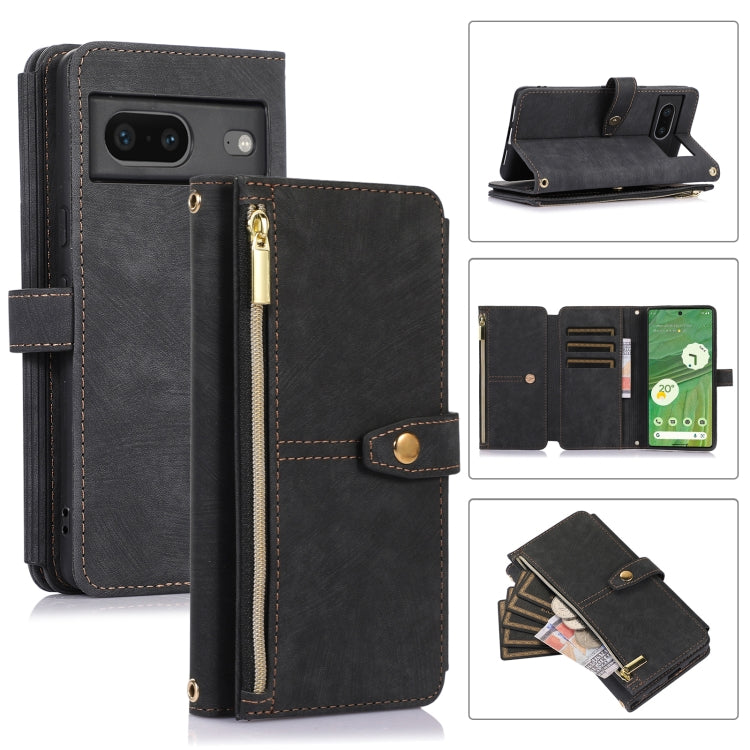 For Google Pixel 7 Dream 9-Card Wallet Zipper Bag Leather Phone Case(Black) - Google Cases by buy2fix | Online Shopping UK | buy2fix