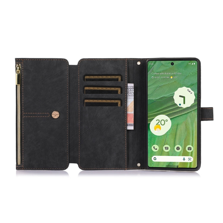 For Google Pixel 7 Dream 9-Card Wallet Zipper Bag Leather Phone Case(Black) - Google Cases by buy2fix | Online Shopping UK | buy2fix