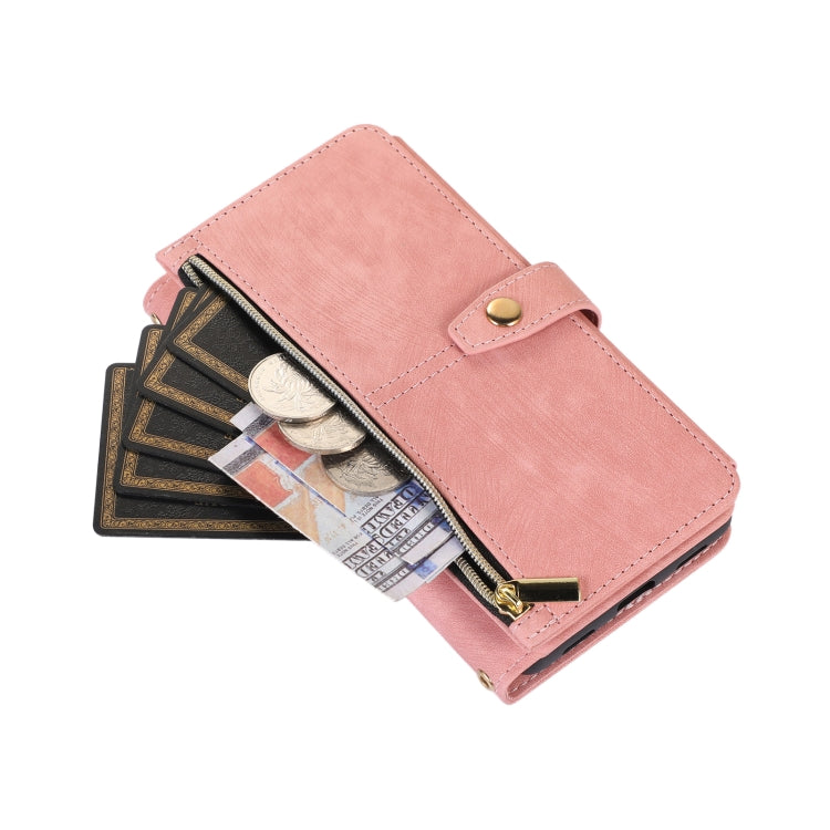 For Google Pixel 7 Dream 9-Card Wallet Zipper Bag Leather Phone Case(Pink) - Google Cases by buy2fix | Online Shopping UK | buy2fix