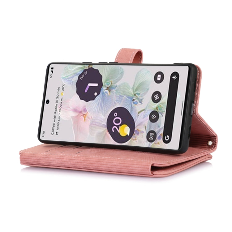 For Google Pixel 6a Dream 9-Card Wallet Zipper Bag Leather Phone Case(Pink) - Google Cases by buy2fix | Online Shopping UK | buy2fix