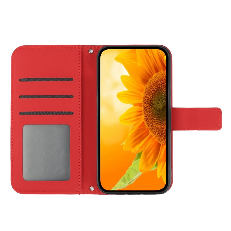 For Samsung Galaxy M55 5G Skin Feel Sun Flower Embossed Flip Leather Phone Case with Lanyard(Red) - Galaxy Phone Cases by buy2fix | Online Shopping UK | buy2fix