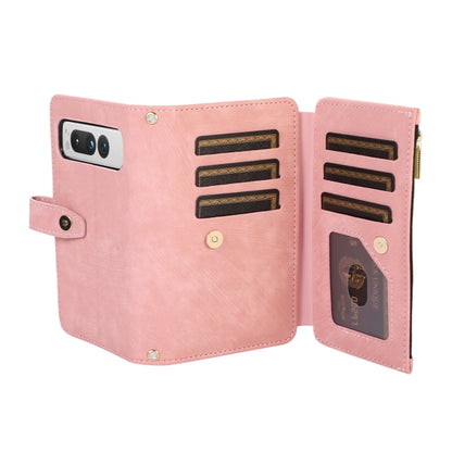 For Google Pixel Fold Dream 9-Card Wallet Zipper Bag Leather Phone Case(Pink) - Google Cases by buy2fix | Online Shopping UK | buy2fix