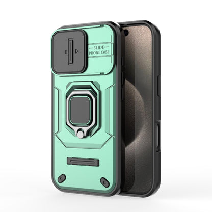 For iPhone 16 Pro Sliding Camshield TPU + PC Shockproof Phone Case with Holder(Green) - iPhone 16 Pro Cases by buy2fix | Online Shopping UK | buy2fix