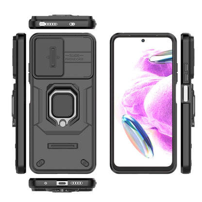 For Xiaomi Redmi Note 12S 4G Global Sliding Camshield TPU + PC Shockproof Phone Case with Holder(Black) - Xiaomi Cases by buy2fix | Online Shopping UK | buy2fix