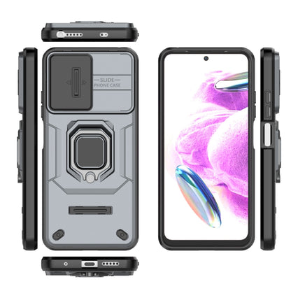 For Xiaomi Redmi Note 12S 4G Global Sliding Camshield TPU + PC Shockproof Phone Case with Holder(Grey) - Xiaomi Cases by buy2fix | Online Shopping UK | buy2fix