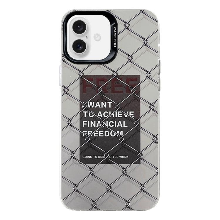 For iPhone 16 Electroplated Silver Series PC Protective Phone Case(Creative Text B) - iPhone 16 Cases by buy2fix | Online Shopping UK | buy2fix