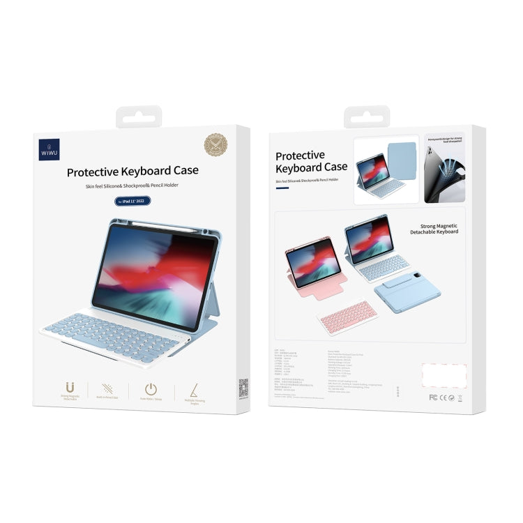 For iPad Air 2022 / iPad Pro 11 2021 WiWU Skin Feel Magnetic Detachable Keyboard Tablet Case(Blue) - For iPad Pro by WIWU | Online Shopping UK | buy2fix