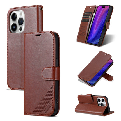 For iPhone 16 Pro AZNS Sheepskin Texture Flip Leather Phone Case(Brown) - iPhone 16 Pro Cases by AZNS | Online Shopping UK | buy2fix