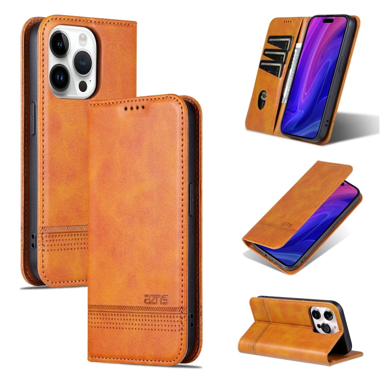 For iPhone 16 Pro AZNS Magnetic Calf Texture Flip Leather Phone Case(Light Brown) - iPhone 16 Pro Cases by AZNS | Online Shopping UK | buy2fix