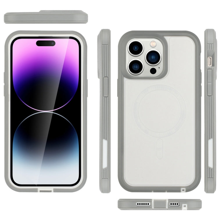 For iPhone 14 Pro Defender Series XT MagSafe Magnetic PC + TPU Shockproof Phone Case(White+Grey) - iPhone 14 Pro Cases by buy2fix | Online Shopping UK | buy2fix