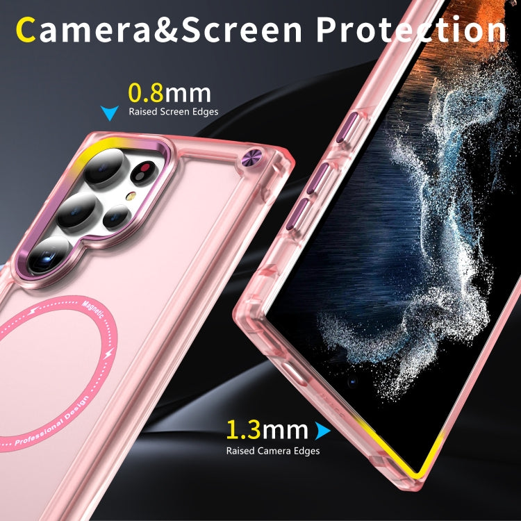 For Samsung Galaxy S25 Ultra 5G Skin Feel TPU + PC MagSafe Magnetic Phone Case(Transparent Pink) - Galaxy S25 Ultra 5G Cases by buy2fix | Online Shopping UK | buy2fix