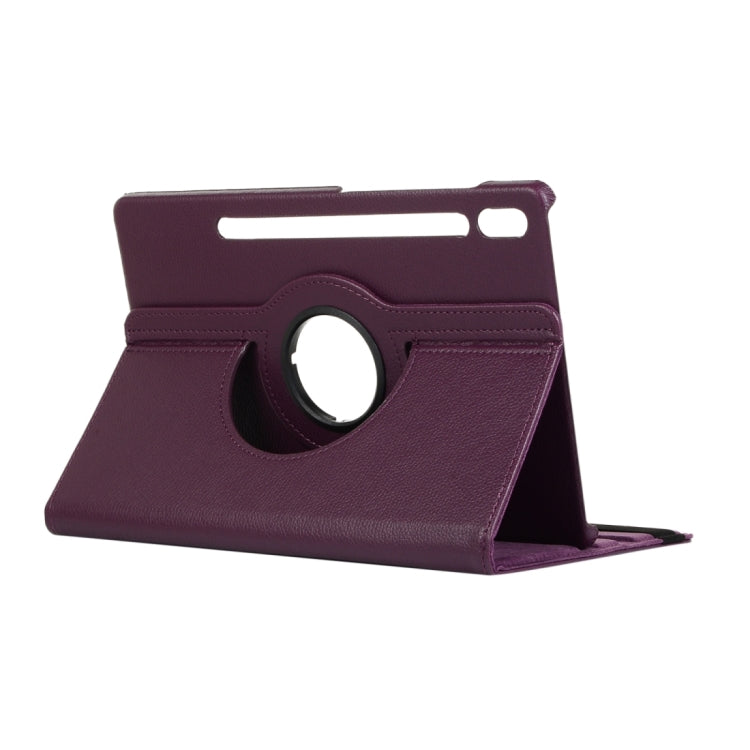 For Samsung Galaxy Tab S9 360 Degrees Rotation Holder Litchi Texture Leather Tablet Case(Purple) - Galaxy Tab S9 Cases by buy2fix | Online Shopping UK | buy2fix