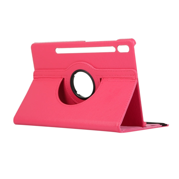 For Samsung Galaxy Tab S9+ 360 Degrees Rotation Holder Litchi Texture Leather Tablet Case(Rose Red) - Galaxy Tab S9+ Cases by buy2fix | Online Shopping UK | buy2fix