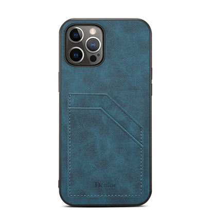 For iPhone 15 Pro Max Denior PU Dual Card Slot Back Cover Phone Case(Blue) - iPhone 15 Pro Max Cases by Denior | Online Shopping UK | buy2fix