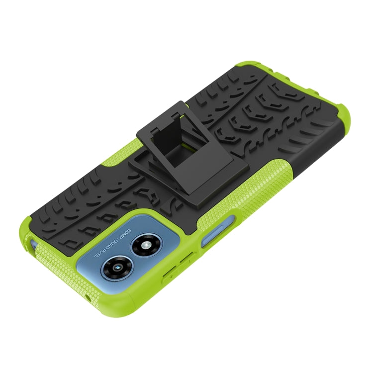 For Motorola Moto G Play 4G 2024 Tire Texture TPU + PC Phone Case with Holder(Green) - Motorola Cases by buy2fix | Online Shopping UK | buy2fix