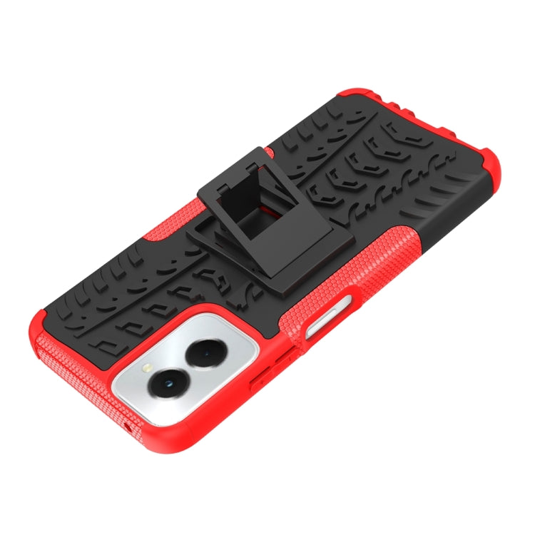 For Motorola Moto G Power 5G 2024 Tire Texture TPU + PC Phone Case with Holder(Red) - Motorola Cases by buy2fix | Online Shopping UK | buy2fix