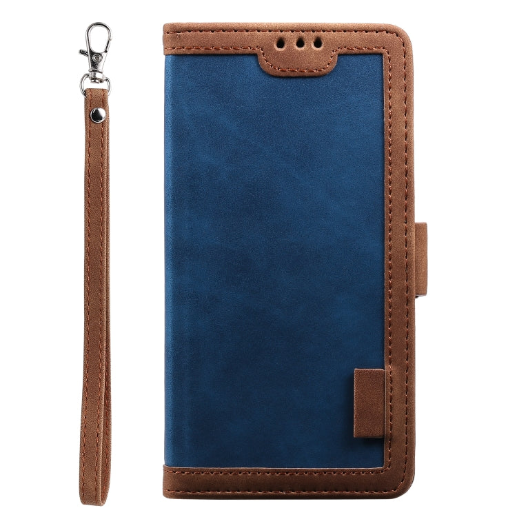 For iPhone 16 Retro Splicing Horizontal Flip Leather Phone Case(Blue) - iPhone 16 Cases by buy2fix | Online Shopping UK | buy2fix