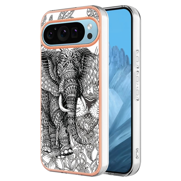 For Google Pixel 9 Pro XL Electroplating Dual-side IMD Phone Case(Totem Elephant) - Google Cases by buy2fix | Online Shopping UK | buy2fix